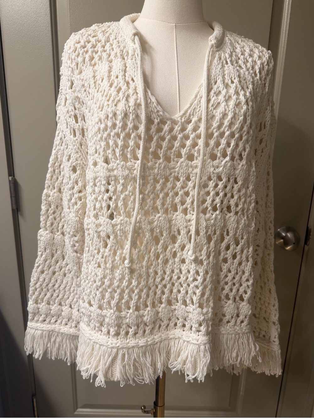 ZARA CROCHET FRINGE SWEATER